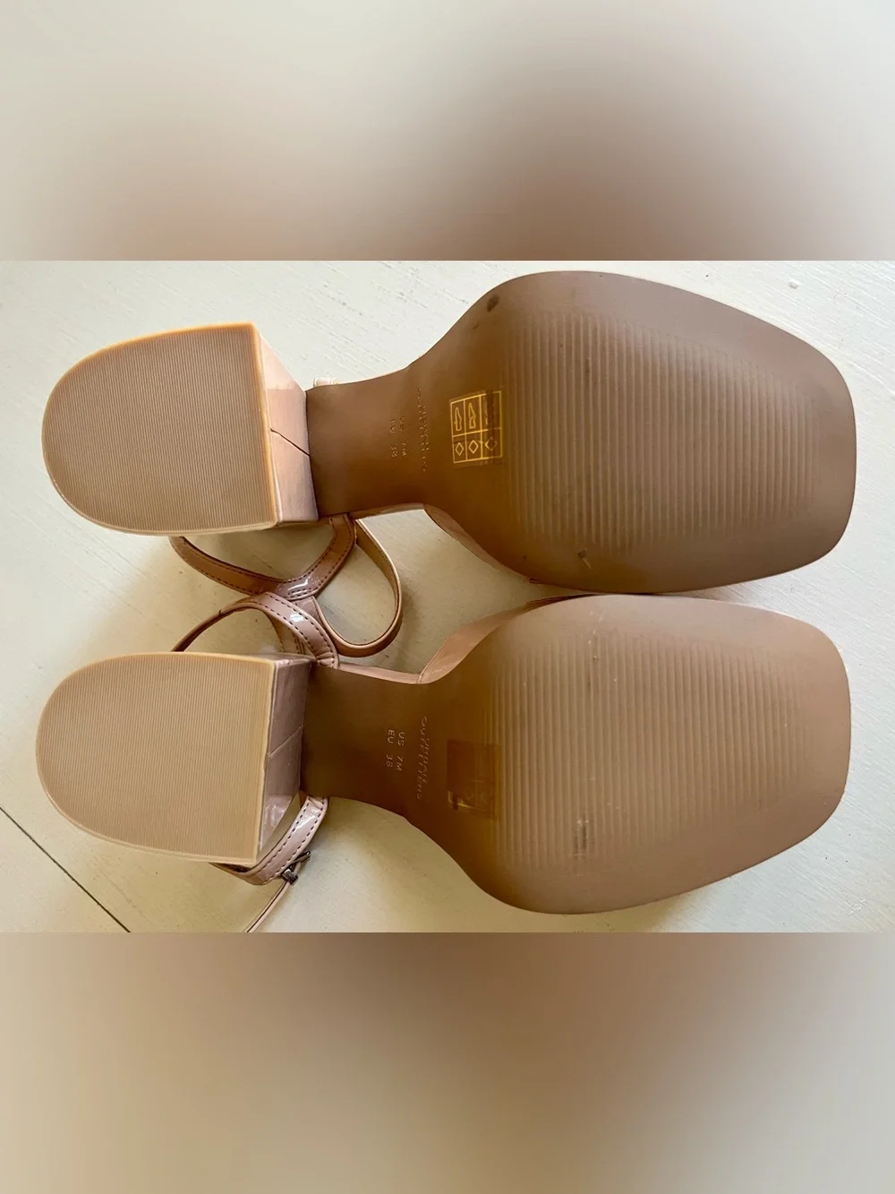 Urban Outfitters Women’s Platform Loafer Sandals - Nude Patent size 7